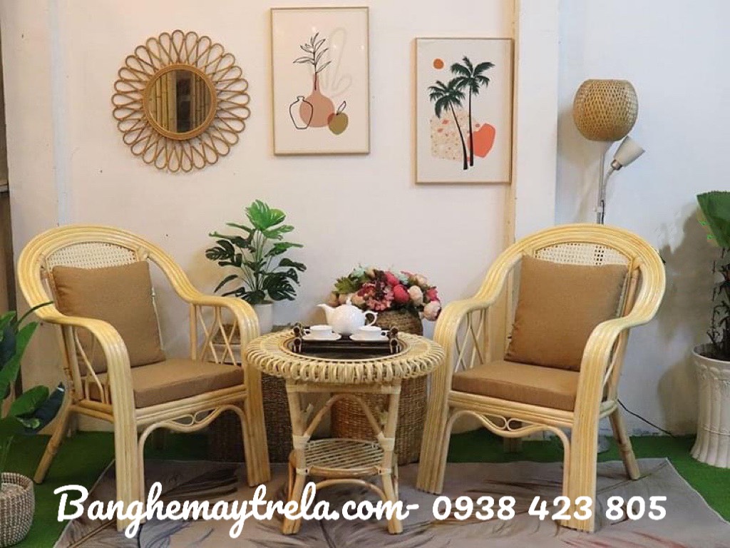 Bàn ghế đơn mây